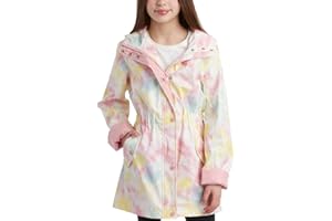 URBAN REPUBLIC Girls' Rain Jacket - Water-Resistant Lightweight Slicker Shell Anorak Hooded Windbreaker Raincoat (Sizes:7-16)