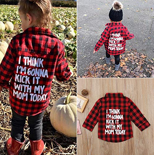 Toddler Baby Boy Girl Plaid Top Long Sleeves Button Down Shirt Spring Winter Coat for Children (Plaid, 2-3T) - Thumbnail 2