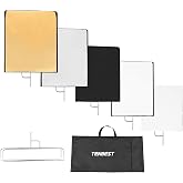 TENBEST Light Reflector Flag Kit 30x35inches/75x90cm | 4-in-1 Gold/Silver/Black/White Diffuser and Translucent Diffuser, Foldable Stainless Steel Frame, for Photography Lighting