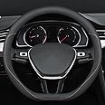 Carodi Latest Nappa Leather car Steering Wheel Cover, Stylish Non-Slip Leather car Interior 15 inches Universal (D-Shape,Black)