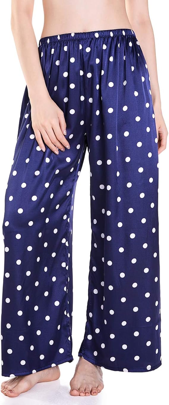 Buy Wantschun Womens Wide Leg Pajama Pants Satin Silk Casual Loose