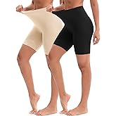 INNERSY Women's Slip Shorts for Under Dresses High Waisted Summer Shorts 2-Pack(Black Nude,X-Large)
