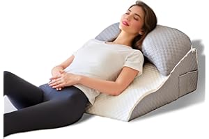 Orthopedic Bed Wedge Pillow with Removable Crescent Pillow - Support for Sleeping, Sitting, Acid Reflux & Post-Surgery Recove