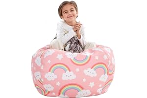 Nobildonna Stuffed Animal Storage Bean Bag Chair Cover Only for Kids Girls Toddler, Large Beanbag Chair Without Filling for Organizing Children Soft Plush Toys