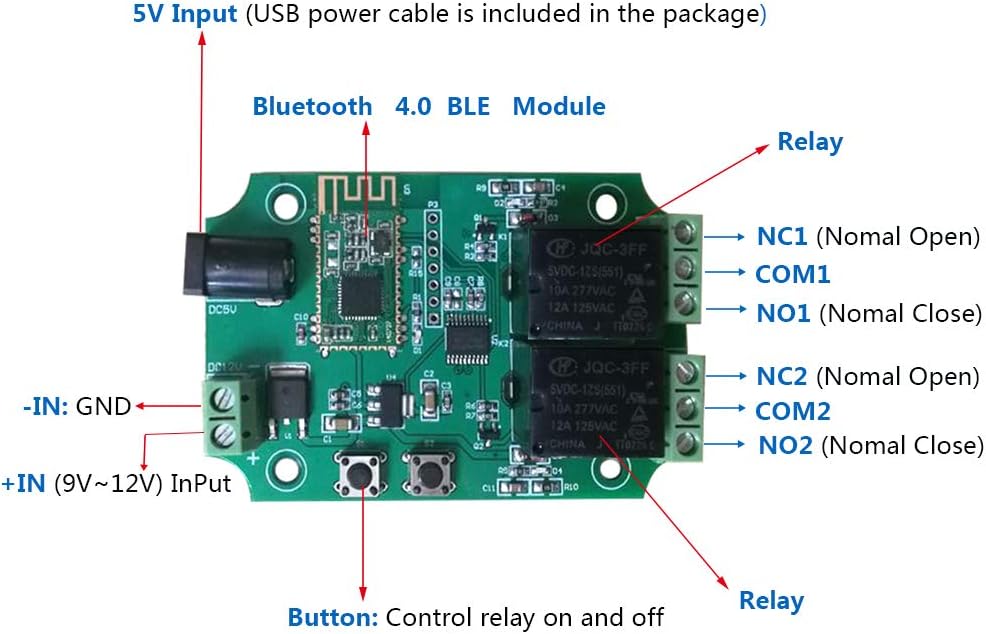 DSD TECH SH-BT02A 2 Channels Bluetooth Relay module for Remote Control switch Compatible with iPhone and Android 4.3 - Image 3