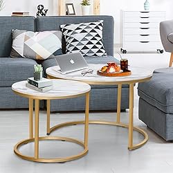 aboxoo Coffee Table Nesting White Set of 2 Side Set