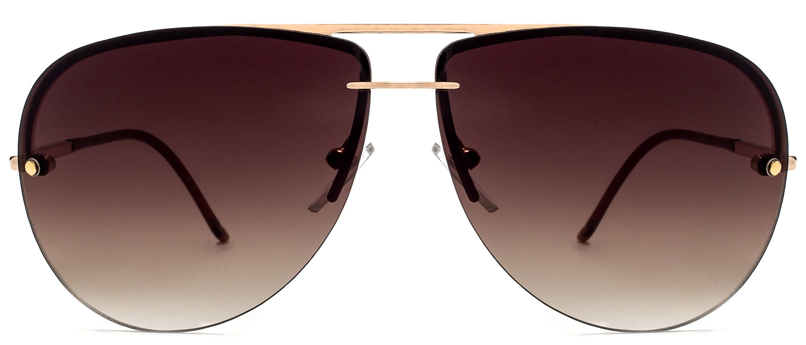 Photo 1 of NYS Collection Aviator Sunglasses for Women & Men Medium Fit Thin Metal Frame Gradient Mirror Lenses with 100% UV Protection (Silver Frame-Brown Gradiant Lens)