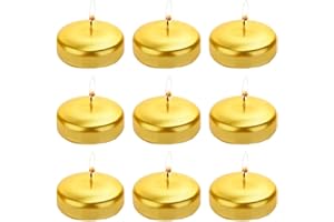 XIANGPENG 2 inch Floating Candles Bulk,12Pack Dripless Wax Unscented Wax 8-10Hours Burning, Wedding Party Candles,for Centerpieces Suitable for Cylindrical Vases,Swimming Pool,Restaurant Decoration(Gold)