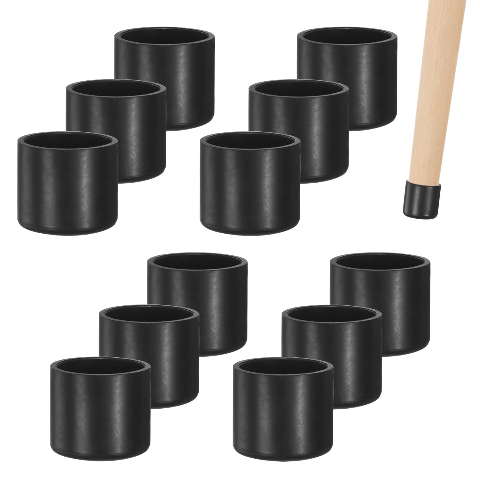 M METERXITY 12-Pack Chair Leg Caps, 7/8 Inch(22mm) PVC Chair Leg Floor Protectors for Folding Chairs/Metal Chairs/Furniture Table/Hardwood Floors, Round Non-Slip Cover End Tips [Black]