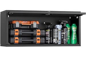 VEVOR Metal Wall Cabinet, 30.31W x 12.01D x 14.02H Inch, Floating Garage Tool Cabinet with Up-Flip Door, 120 lbs Load per She