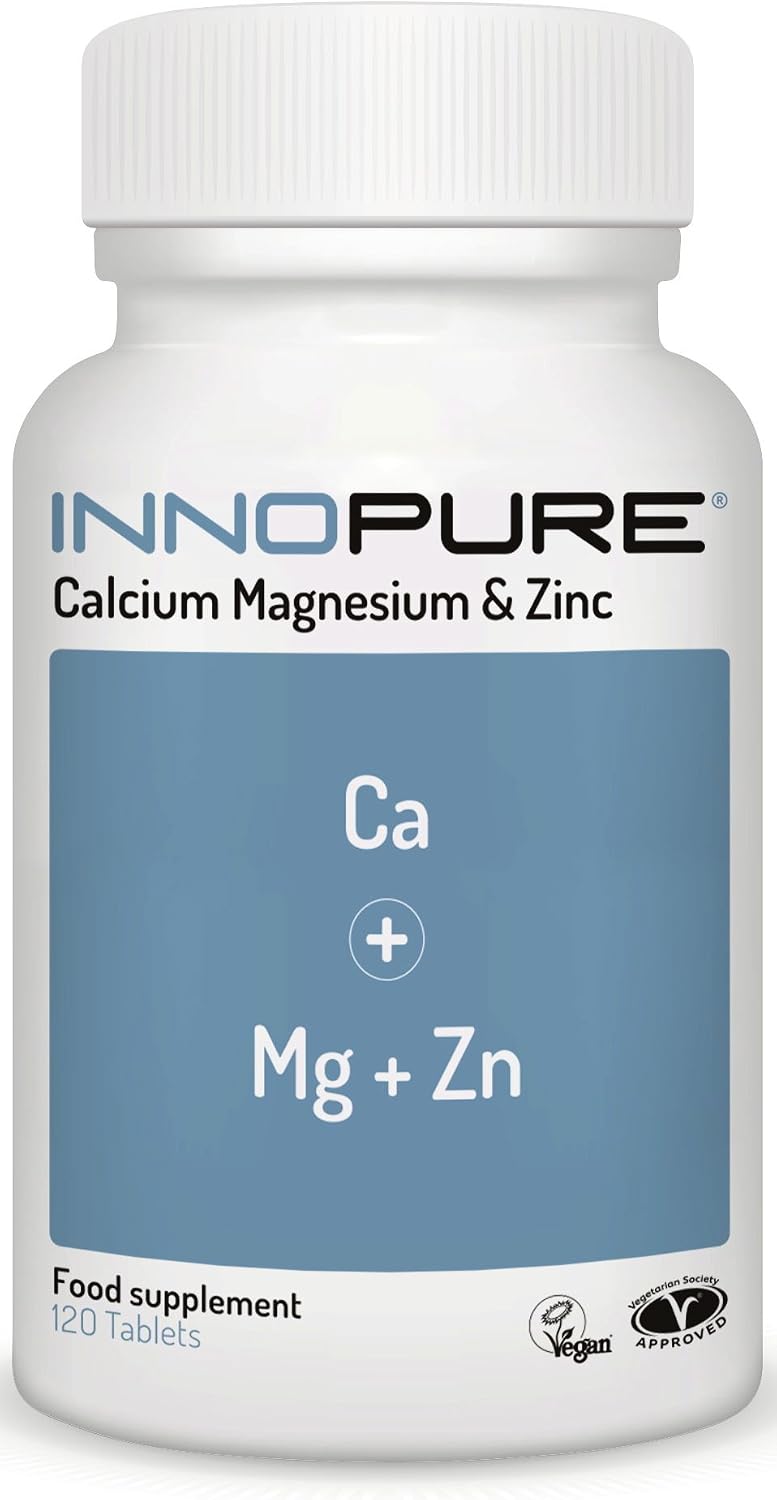 INNOPURE Calcium, Magnesium & Zinc Capsules (No Fillers or Binders) Clean Label Multi Mineral Supplement