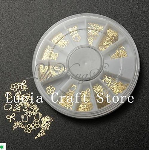 1box Punk Rivet Gold Nail Tips Metal Slice Nail Art Tips Metallic Studs Stickers DIY Jewelry Decorations