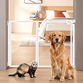 beeNbkks Clear Dog Gate, Ferret-Proof Hardware Mounted Trip-Free Barrier | Must Drill to Install, Fits 28"-43.5" Wide Openings, 30" Tall Transparent Acrylic Divider Blocks Climbing Dogs and Ferrets