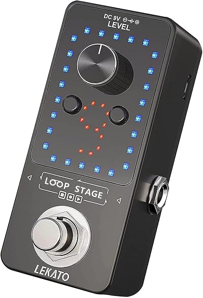 LEKATO Guitar Looper with Built-in Tuner, 9 Loop Tracks, 40 Min Overdub