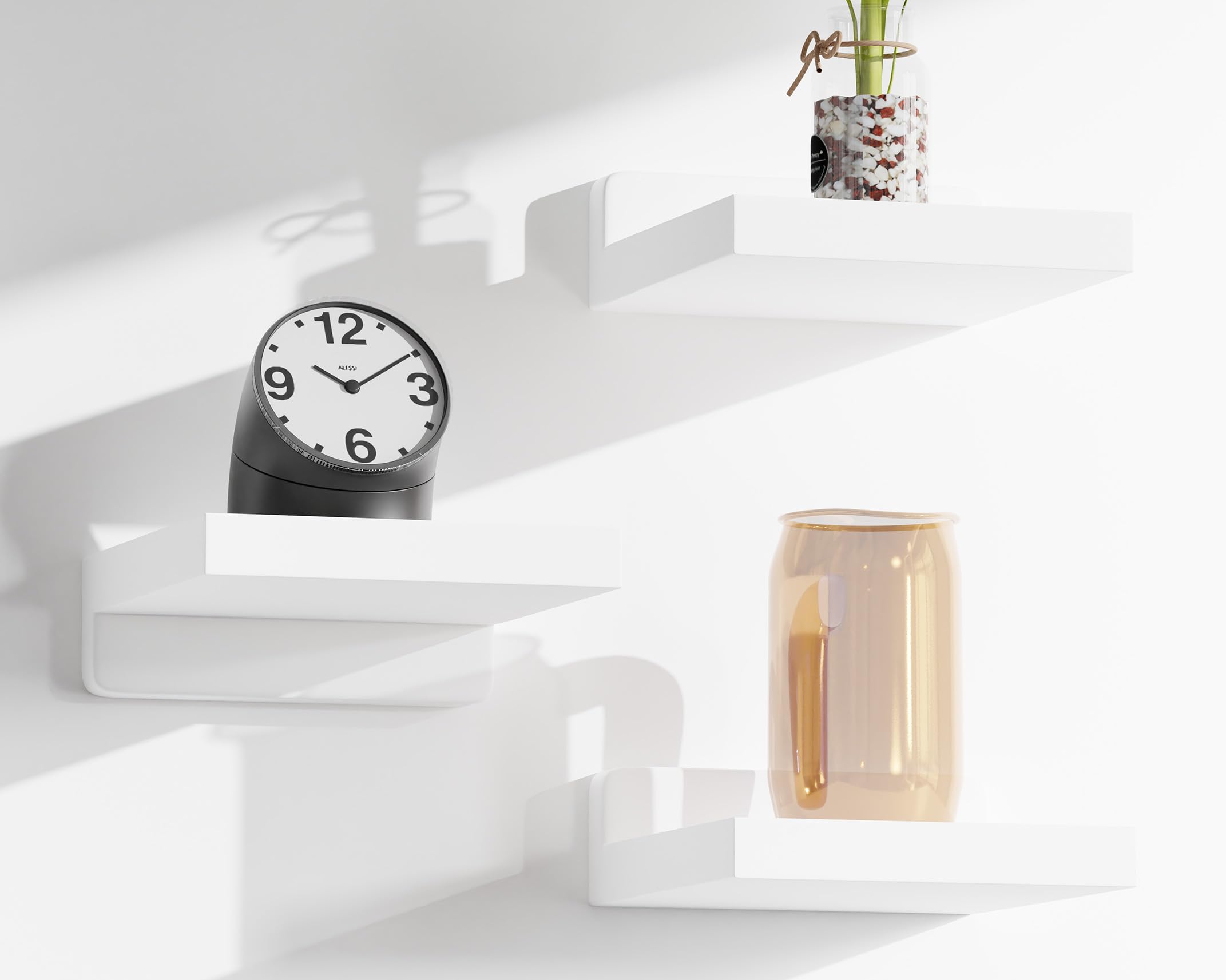 Photo 1 of QsQueen Small Floating Shelves Mini Shelves Hanging Display 5 Inch Wall Shelf for Bathroom Livingroom Bedroom,3 Pack, with 2 Types of Installation, Great for Room Decor