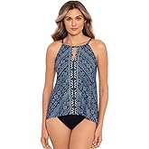 Miraclesuit Women's Swimwear Peephole High Neckline Soft Cup Tankini Bathing Suit Top