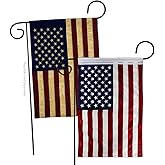 4th Of July American Flag For Independence Day Vintage Applique US Wall Hanging Cemetery Decoration For Grave Yard Sign Memorial Veterans Day USA Poster Door Canvas Tapestry Fathers Day Gift