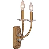 Minka Lavery 5282-788 Atella Crystal Bobeche Wall Sconce, 2-Light 120 Total Watts, 12" H x 10" W, Ashen Gold