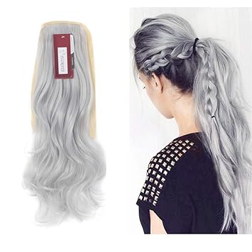 Silver Gray Wavyi Lhflive One Piece Binding Ponytail Hairpiece