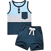 FOCUTEBB Boy Clothes Toddler Baby Boys Summer Outfits Sleeveless Patchwork T-Shirt Shorts Set 6 Months-4T