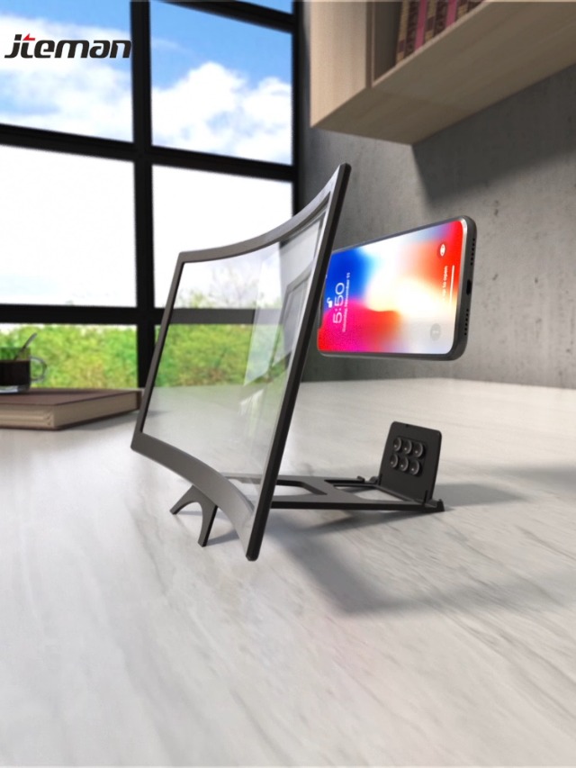 jteman-12-Curved-Screen-Magnifier-Mobile-Phone-3D-Magnifier-Projector-Screen-for-Movies-Videos-and-Gaming-Foldable-Phone-Stand-with-Screen-Amplifier-for-iPhoneAll-Smartphones