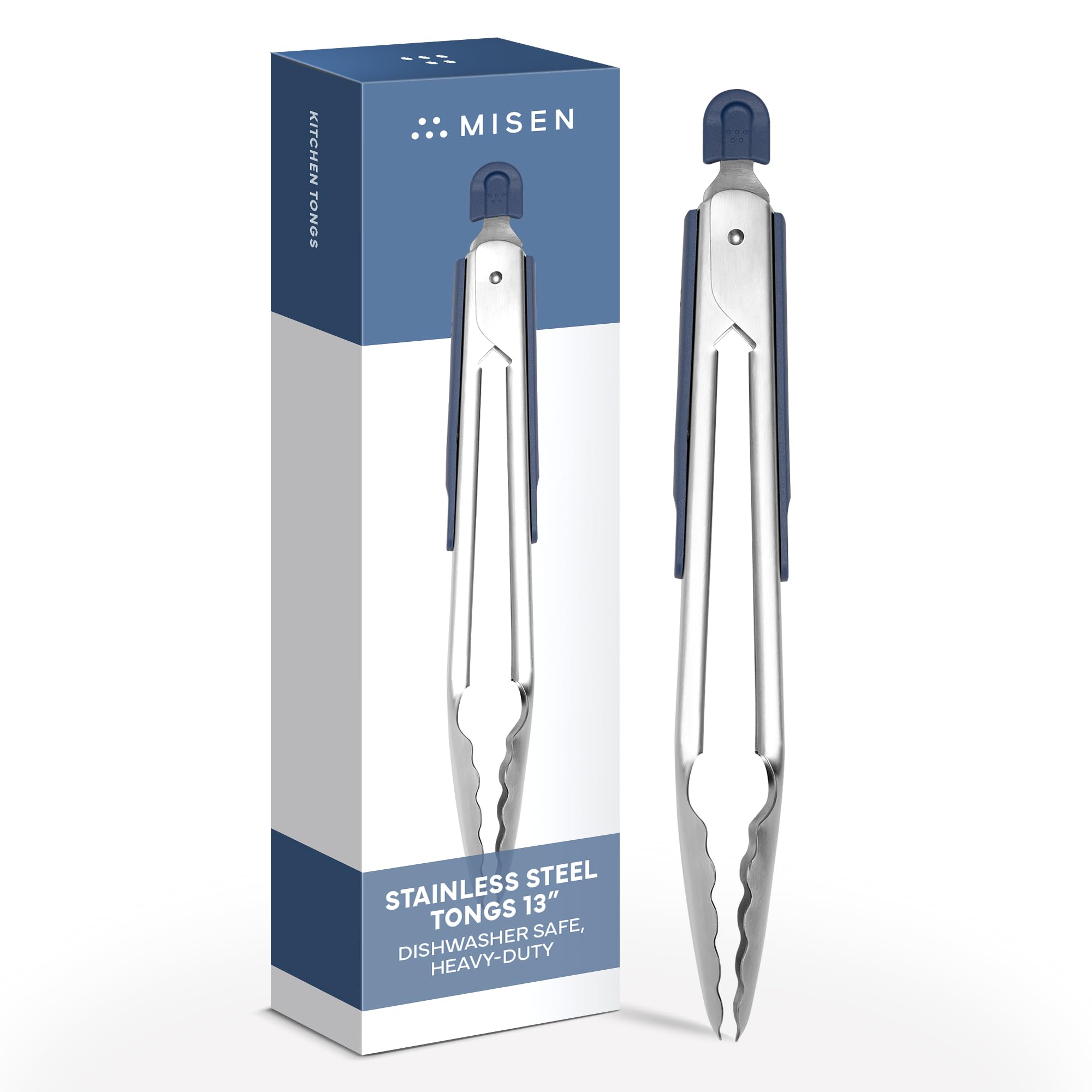 Photo 1 of Misen Kitchen Tongs - Dishwasher Safe, Heavy Duty - Precision Stainless Steel Grilling Tool - Heat Resistant - Perfect for Serving and Air Frying - 13 Inch | Blue