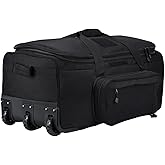 Military Tactical Wheeled Deployment Bag Rolling Duffel Trolley Bag for Camping (Black)