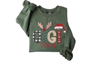 POPPOP Christmas Claus Embroidery Sweatshirt, Custom Mama Grandma Gigi Mimi Nickname, Gifts for Women Sweater