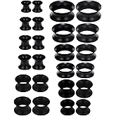 Kridzisw Silicone Ear Gauges Set 10G 8G 6G 4G 2G 0G 00G 12mm 14mm 16mm 18mm 20mm Ultra Thin Flexible Gauges Plugs Tunnels Earrings Flesh Expander Stretching Kit Gauge Earlets for Women Men