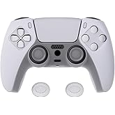 PlayVital Transparent Clear White Pure Series Anti-Slip Silicone Cover Skin for ps5 Controller, Soft Rubber Case for ps5 Wireless Controller with Clear White Thumb Grip Caps