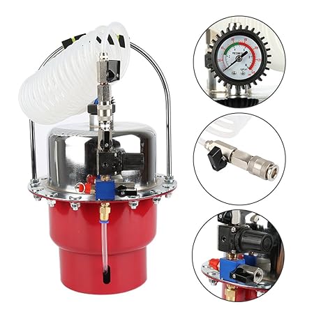 Flyelf 5L Bremsenentlüftungsgerät,Druckluft Bremsenentlüfter,Entlüftungsgerät 0-140PSI (Rot)