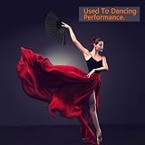 Blulu 4 Pcs Black Folding Hand Fan 9 Inch Oriental Cloth Fabric view 7
