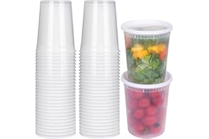 Moretoes 60 Sets 32 Oz Soup Containers with Lids, Deli Containers with Lids, Heavy-Duty Microwaveable Airtight Container for Soups, Leftovers, Sauces