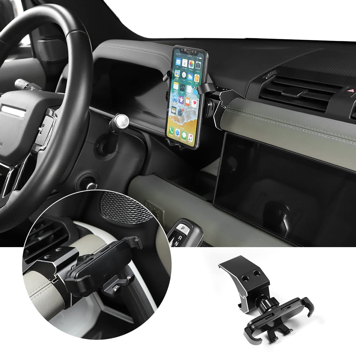 Photo 1 of YIWANG Alumium Alloy Dashboard Side Mobile Phone Holder Trim for Land Rover Defender 90 110 2020-2022 Car Accessories (Style J)