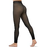 Fleece Lined Tights Footless Women Sheer Warm Pantyhose Leggings Toeless Fake Translucent Thermal Thick Winter No Feet Tights