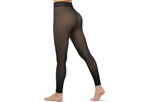 KBVOT Fleece Lined Tights Footless Women Sheer Warm Pantyhose Leggings Toeless Fake Translucent Thermal Thick Winter No Feet Tights