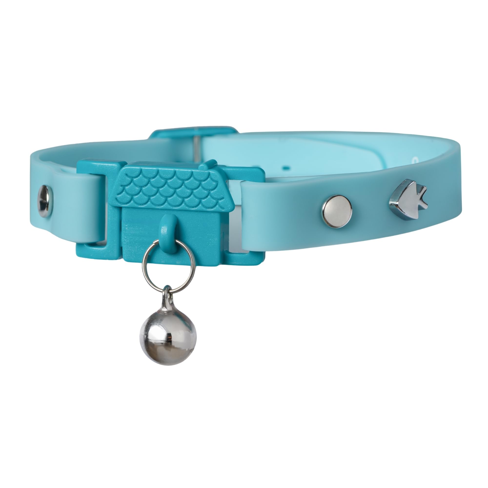 Kittyrama Cat Collar with Bell. As Seen in VOGUE. Breakaway, Quick Release, Hypoallergenic, Vet Approved. Lightweight Kitten Collar. Soft & Comfy. Aqua