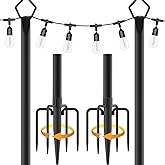 AILBTON 2 Pack 10Ft String Light Poles,Light Poles for Outside String Lights,Outdoor Light Poles with Fence Brackets for Hang