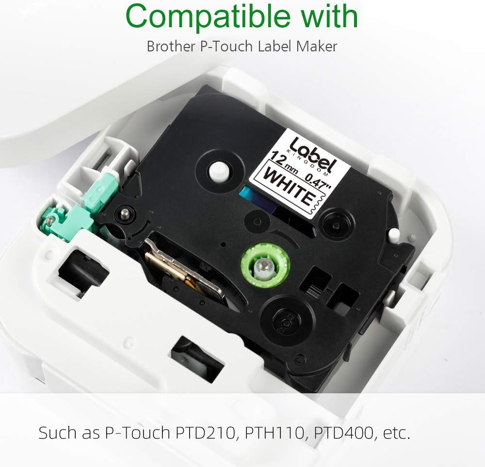 Label KINGDOM Compatible Labels Replacement for Brother P-Touch TZ TZe TZe-231 TZ-231 Label Tape for PT-D210 PT-H100 PT-D400AD PT-1290 Label Makers, 12mm 0.47 Inch Laminated Black on White, 4-Pack: Office Products