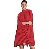 Allegra K Chiffon Dresses for Women's Loose Flowy Cloak Sleeve Cape Pleated Dress