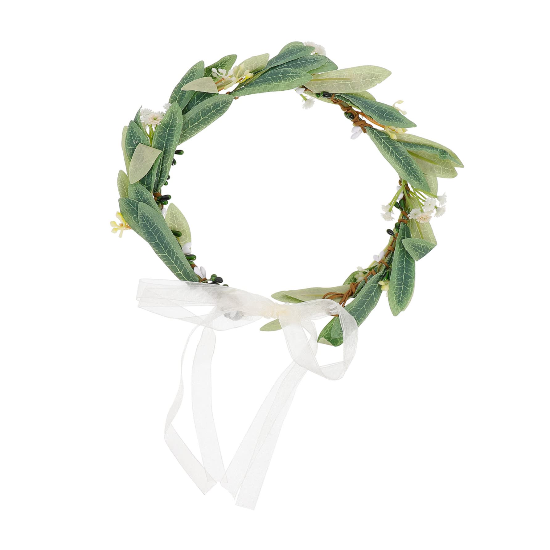 LALAFINA 1pc Floral Good Fashion Decoration Woman Olive Bridal Accessory Girls Garland Girl Ribbon Lady Wedding Hair and Headwear Photo Greenery Wreath Crown Holiday Festival