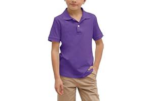 SIMTUOR Boys' School Uniform Short Sleeve Polo Shirt, Button Closure, Moisture Wicking Stretch Sport Shirts for Kids and Teens
