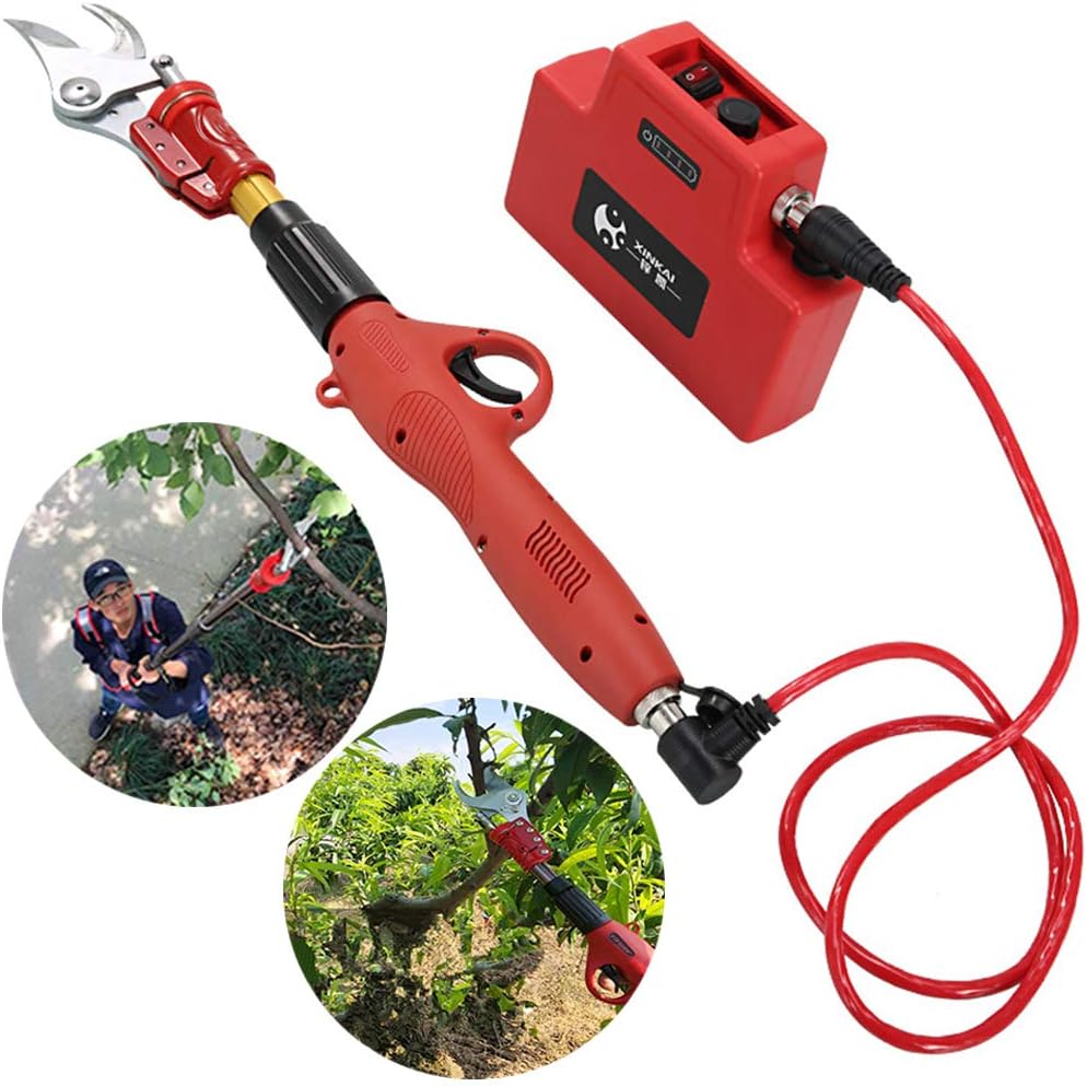 HWJF Electric pruning shears, rechargeable tree trimming belt 3 sections of any lengthening rod 165cn gardening electric scissors tool maximum trimming grape branches within 45mm
