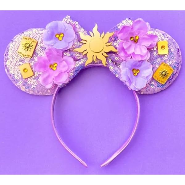CLGIFT Disney Minnie Maus Ohren Kopfband – Handgefertigt, Mit Pailletten, In Verschiedenen Farben Wie Rot-gold & Regenbogen-Glitzer