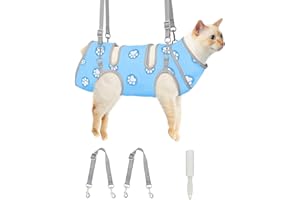 Supet Cat Grooming Hammock, Self-Adhesive Cat Nail Clipper Hammock, Soft Fabric Cat Wrap for Cutting Nails, Quickly Calm Down for Medicine, Teeth Brushing, Ear Cleaning