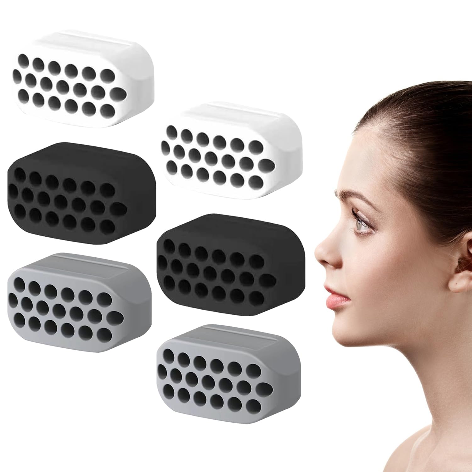 ALLWYOU 6PCS Jaw Exerciser Safe Silicone Jawline Exerciser Chew Conditions Facial and Neck Muscles Jaw Exerciser Men Women Chewing Tool Line Trainer Is the Perfect Training Tool