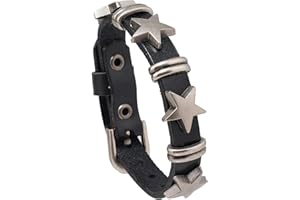 Heavstjer Punk Rock Alloy Star Studded Bracelet Belt Buckle Wristband Leather Cuff Bracelet