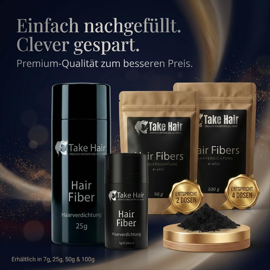 Take Hair Streuhaar für Männer I Hält bei Regen und Wind I 7g Schütthaar zur Haarverdichtung I Hair Fibers I Haarpulver I Streuhaar Männer bei Haarausfall I Haarpuder (Streuhaar Dunkelbraun) 6