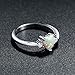 ACEFEEL 925 Sterling Silver Heart Shaped White Opal Engagement Promise Band Ring
