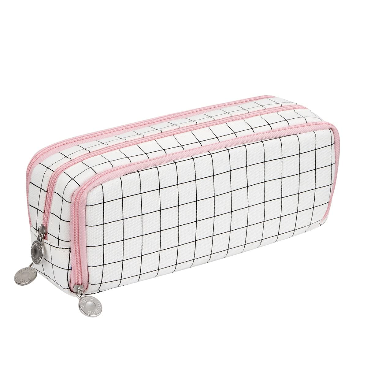 Chelory Big Capacity Pencil Case Large Pencil Pen Bag Pouch 3 Compartment High Storage Pencil Cases for Girls Boys School Office Organizer Makeup Bag Men Women Adults Gifts (Plaid White)